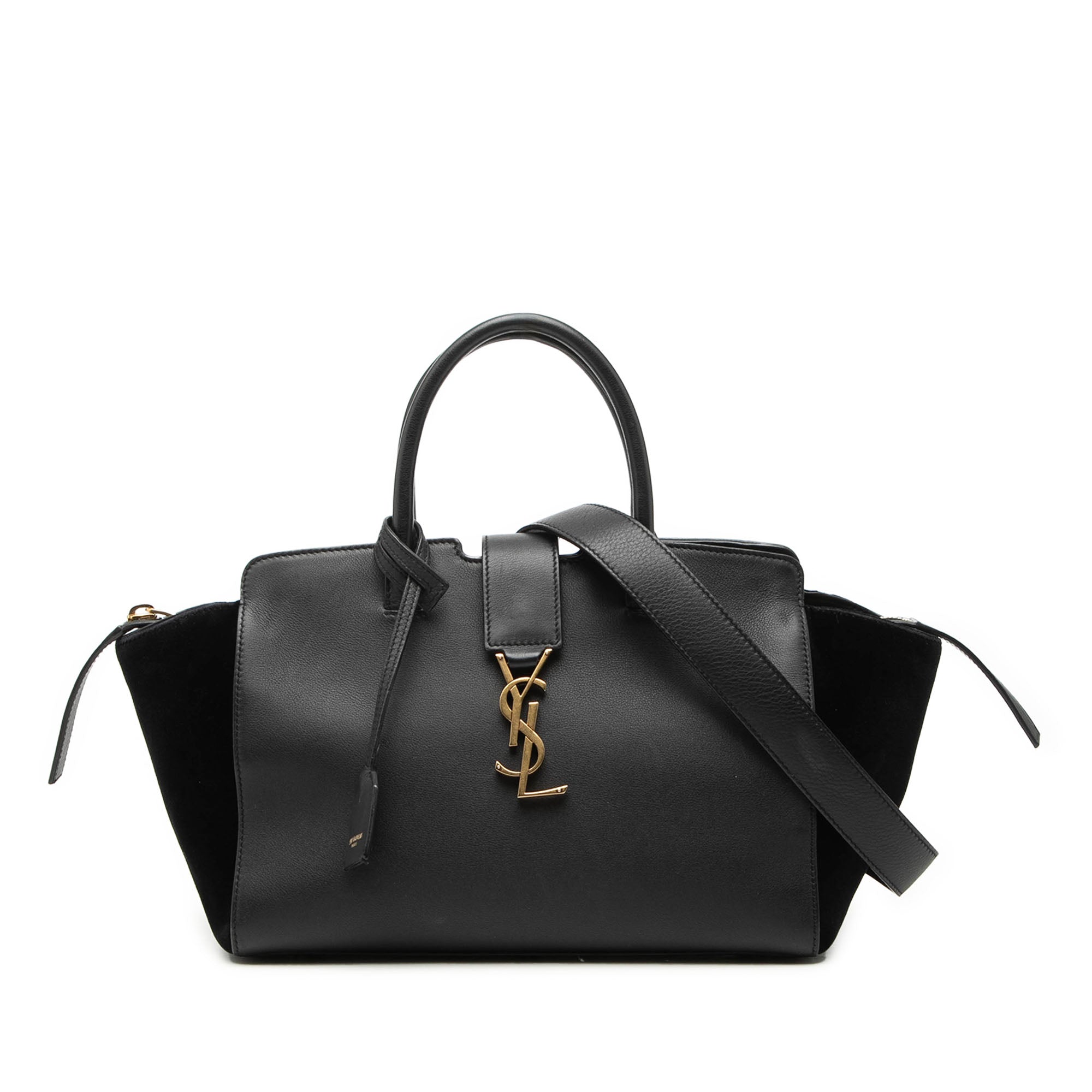 Baby Suede Trimmed Leather Downtown Cabas Satchel