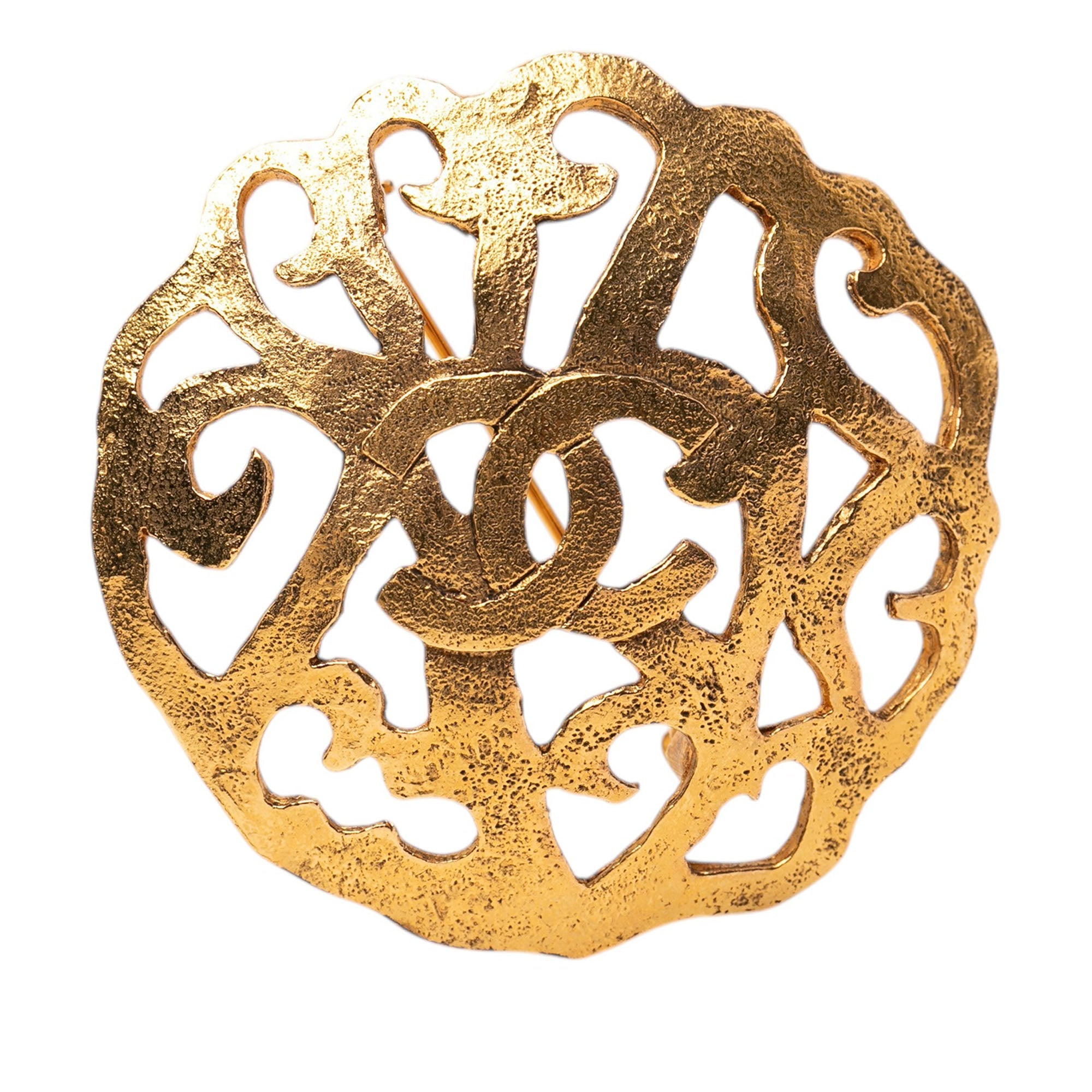 CC Gold Plated Filigree Brooch