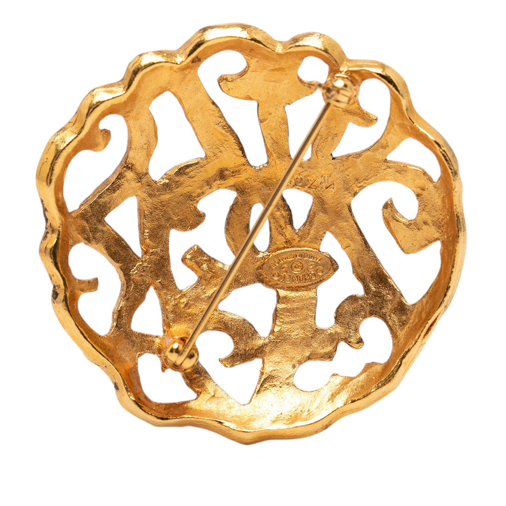 CC Gold Plated Filigree Brooch