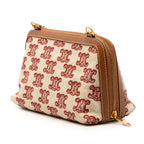 Triomphe Embroidered Canvas Clutch On Chain