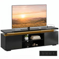 TV Stand for TVs up to 60" with LED Lights, Power Outlets, 2 Cabinets, Black