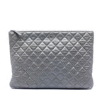 Large Quilted Metallic Lambskin O Case Clutch