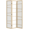 3-Panel Wooden Folding Room Divider with Natural Wood Finish for Bedroom Privacy