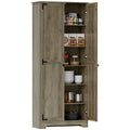 72" Farmhouse Pantry Cabinet with Adjustable Shelves, Distressed Gray