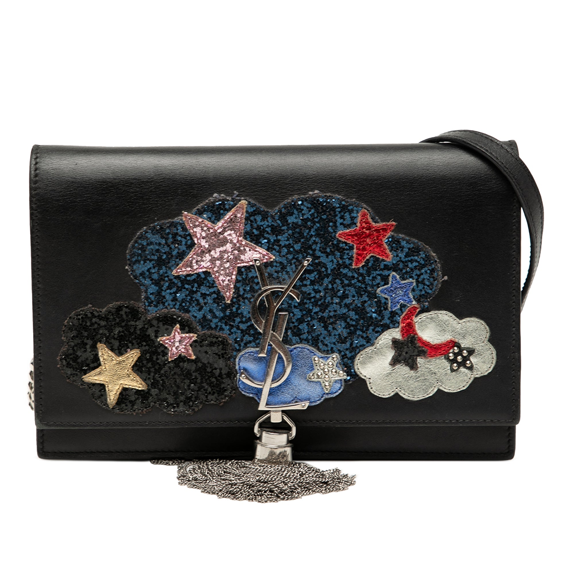 Calfskin Cloud Star Applique Classic Monogram Kate Tassel Wallet on Chain