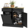 10 Gallon Tilt-Out Trash Cabinet with 2 Drawers Hidden Bin Kitchen Hallway Black