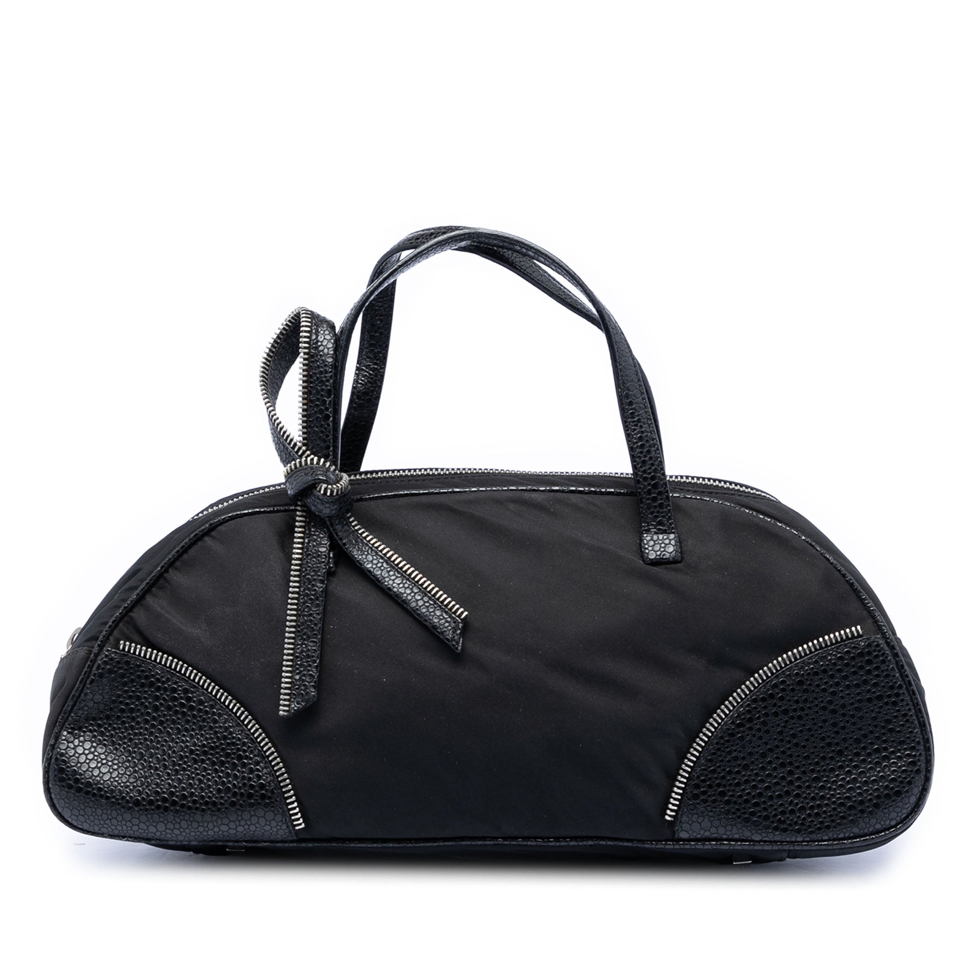 Nylon and Calfskin Bow Handbag