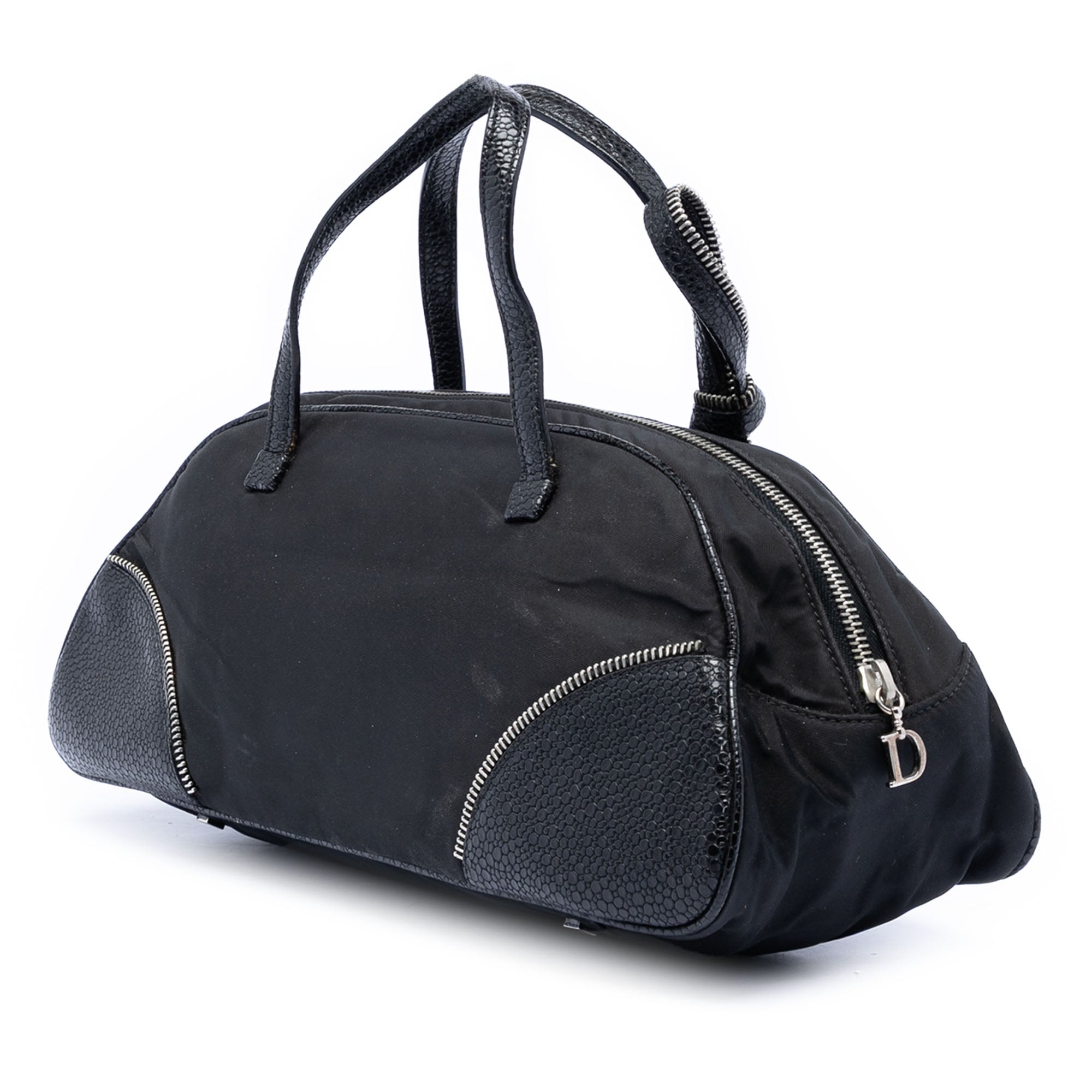 Nylon and Calfskin Bow Handbag
