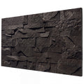 3D Faux Stone Wall Panels 8-Pack for Interior & Exterior Accent Walls, 4' x 2', Water-Resistant Polyurethane, 0.8" Thick, Black