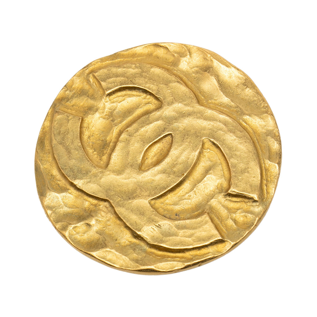 CC Gold Plated Round Brooch