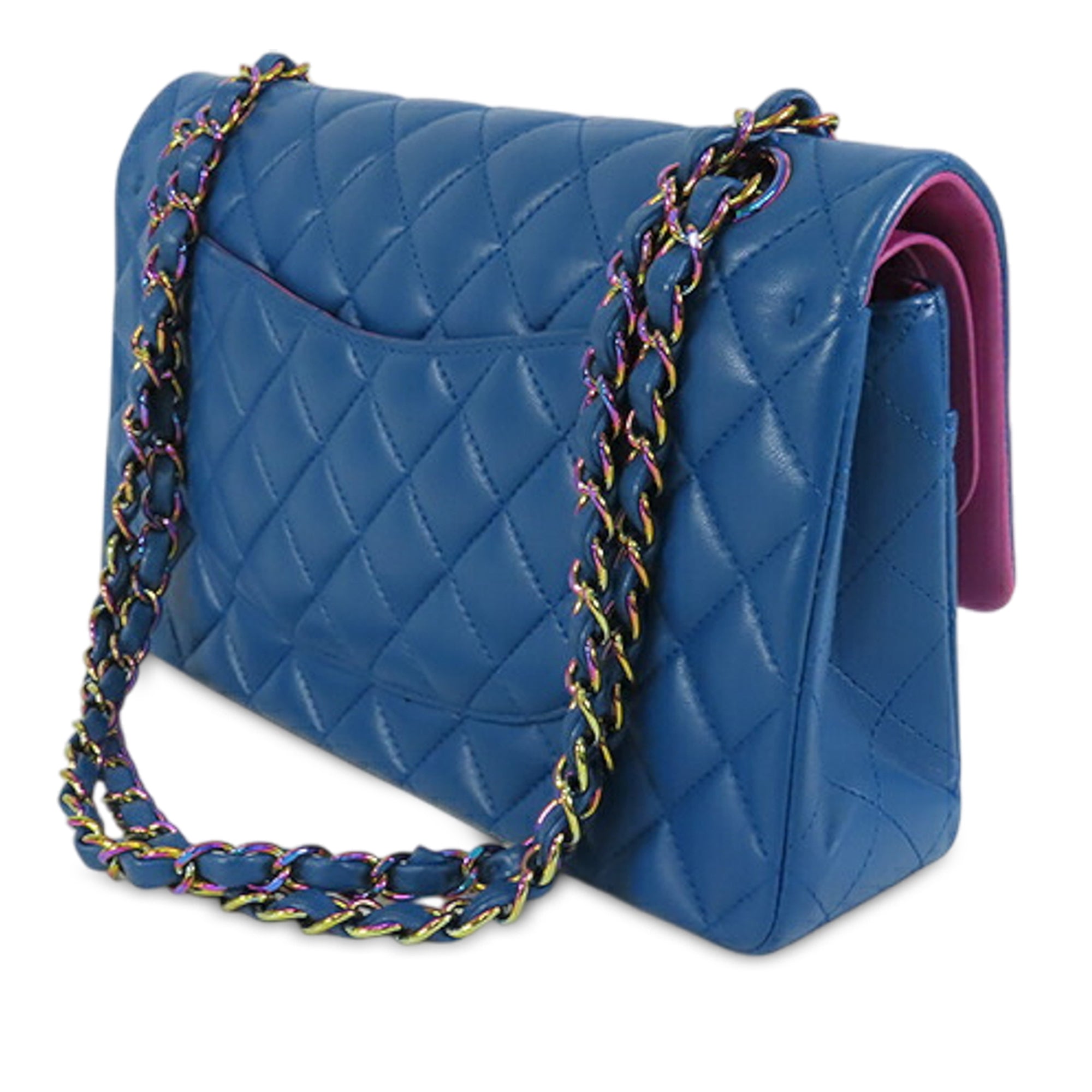 Medium Classic Lambskin Rainbow Hardware Double Flap