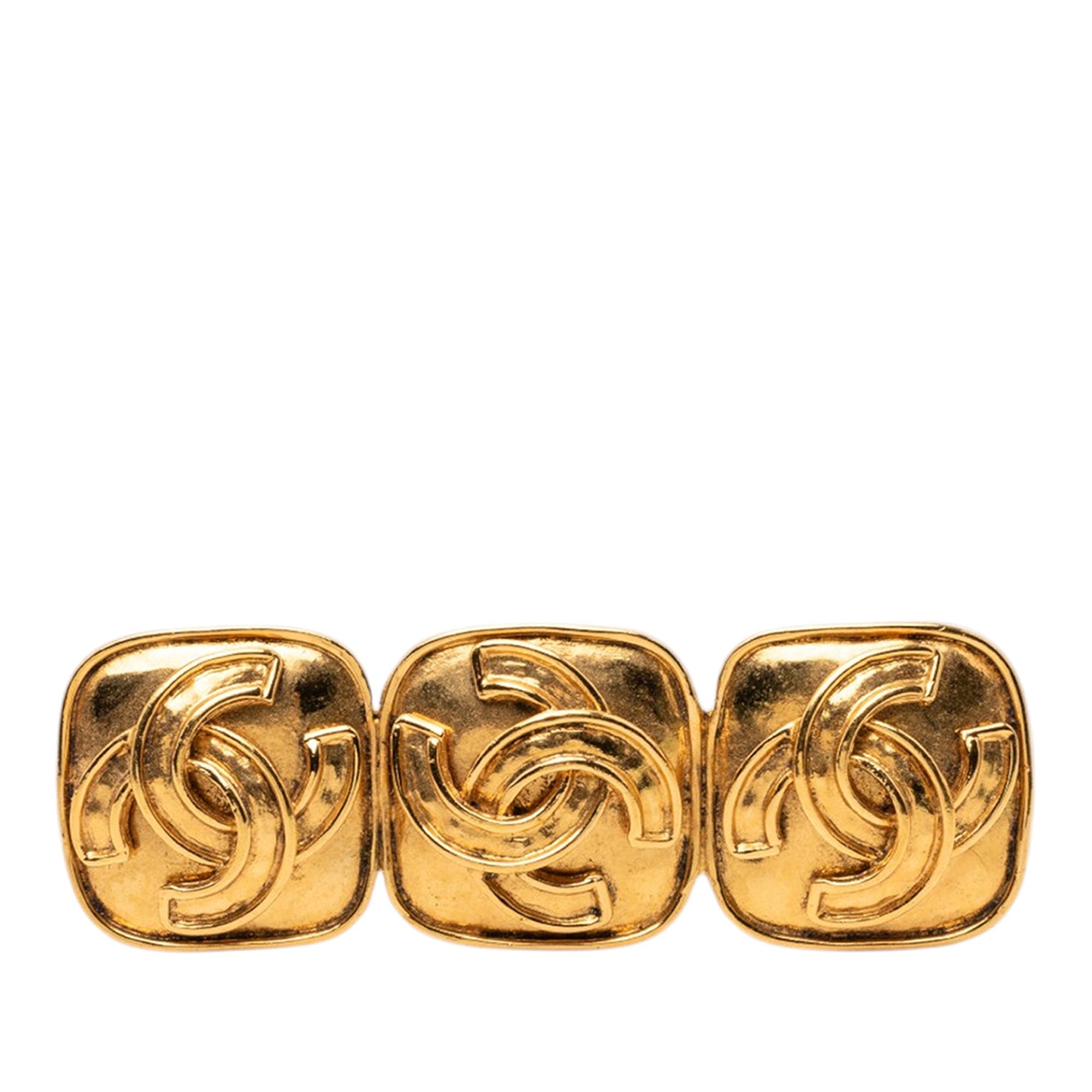 Gold Plated Triple CC Brooch