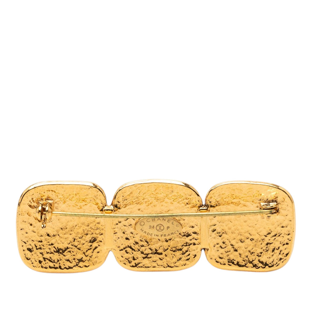 Gold Plated Triple CC Brooch