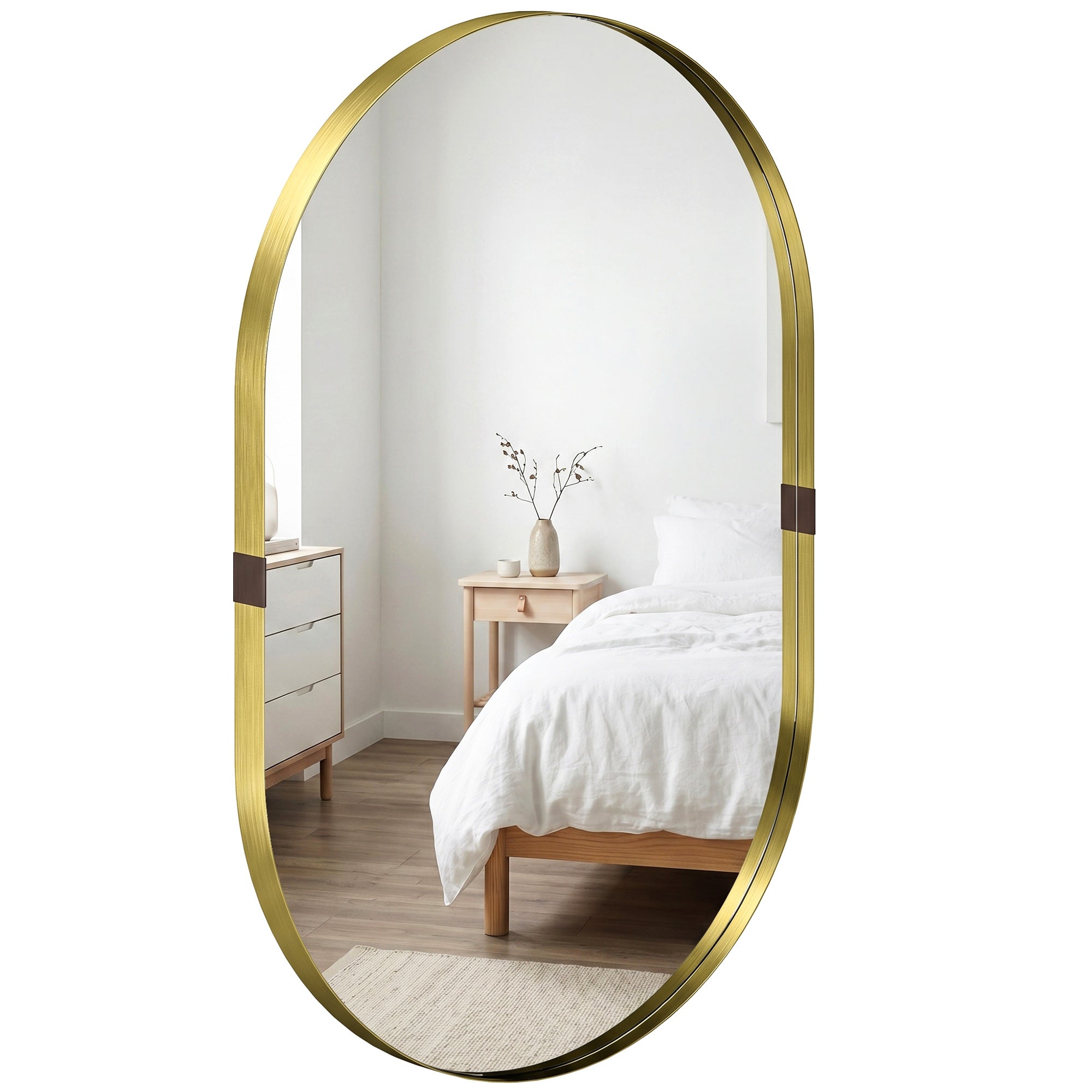60 x 90 cm Wall Mirror with Aluminium Frame & Tempered Glass, Gold Tone