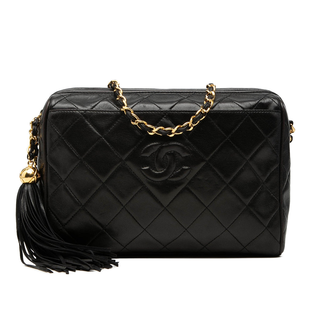 CC Diamond Quilted Lambskin Tassel Camera Bag