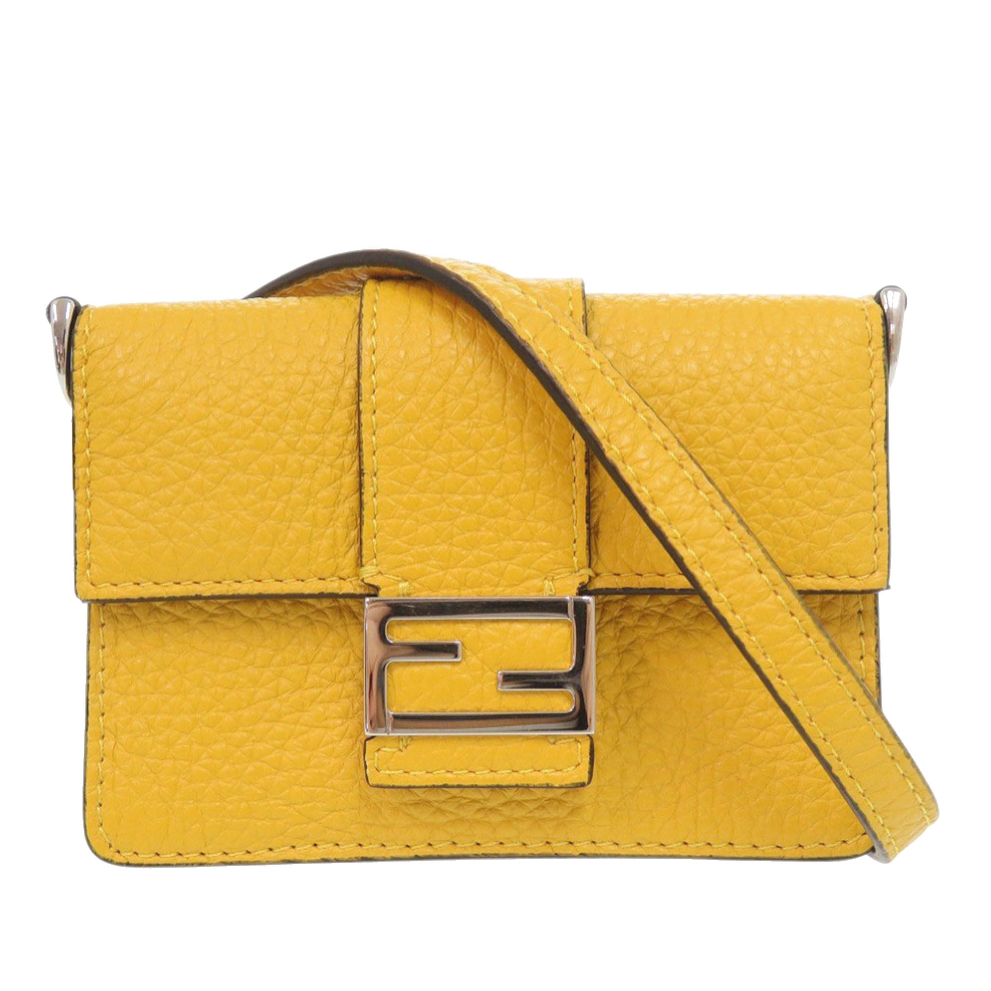 Micro Leather Flat Baguette Crossbody