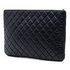 Large Quilted Tweed and Lambskin Camellia O Case Clutch