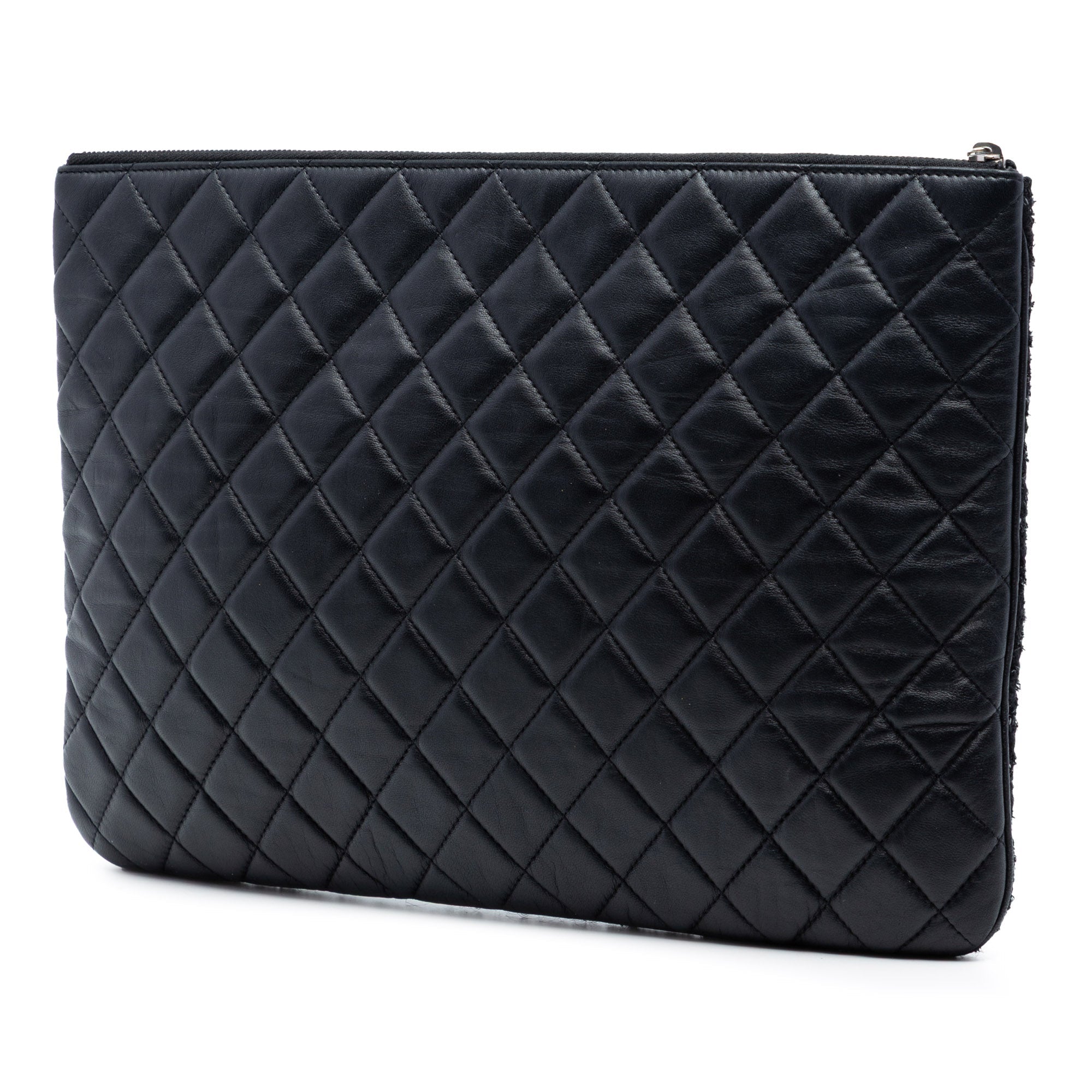 Large Quilted Tweed and Lambskin Camellia O Case Clutch