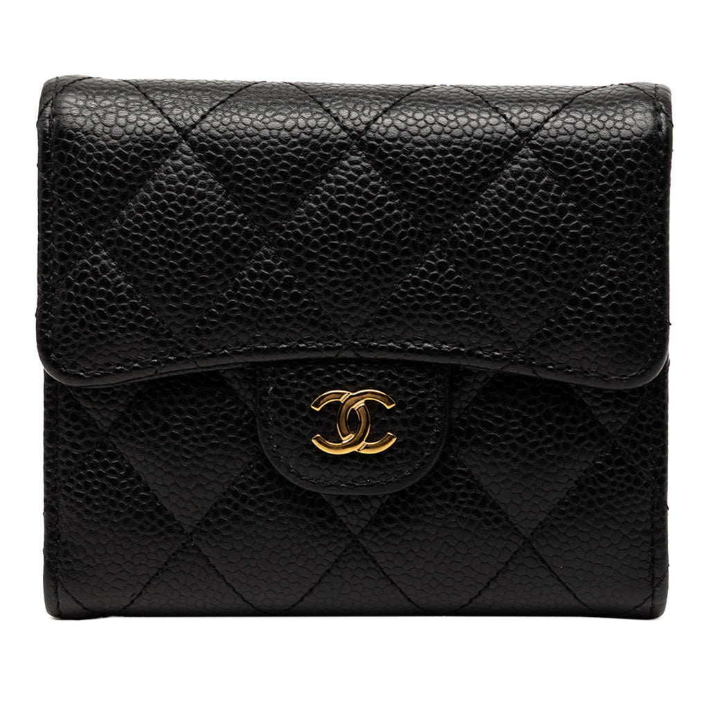 CC Quilted Caviar Trifold Wallet