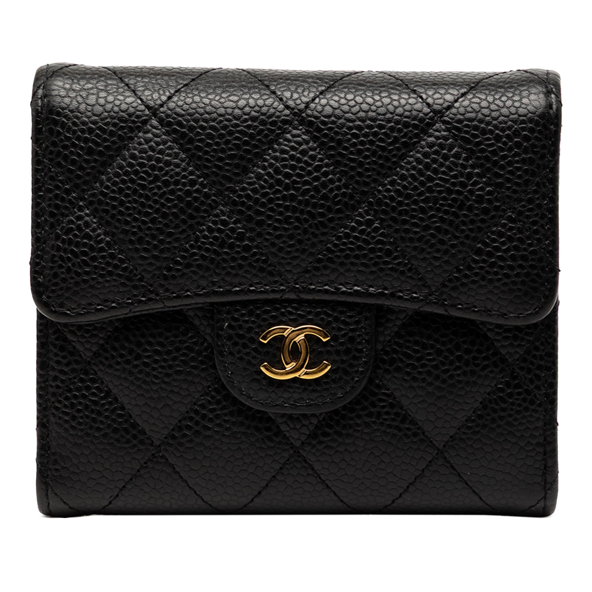CC Quilted Caviar Trifold Wallet