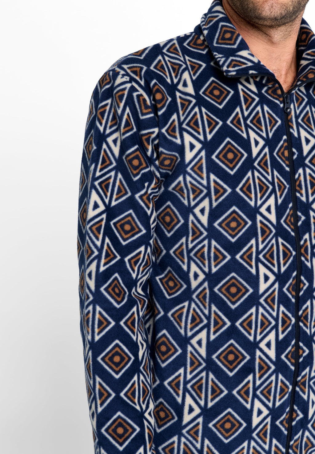 Chaqueta de Pijama Hombre Invierno Premium Forro Polar Estampado - Azul 0501_39