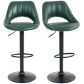 Adjustable Faux Leather Swivel Bar Stools - Set of 2, Steel Frame