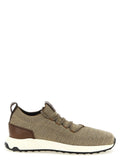 Tod's Knit Technical Fabric with Leather Inserts Sneakers — Beige