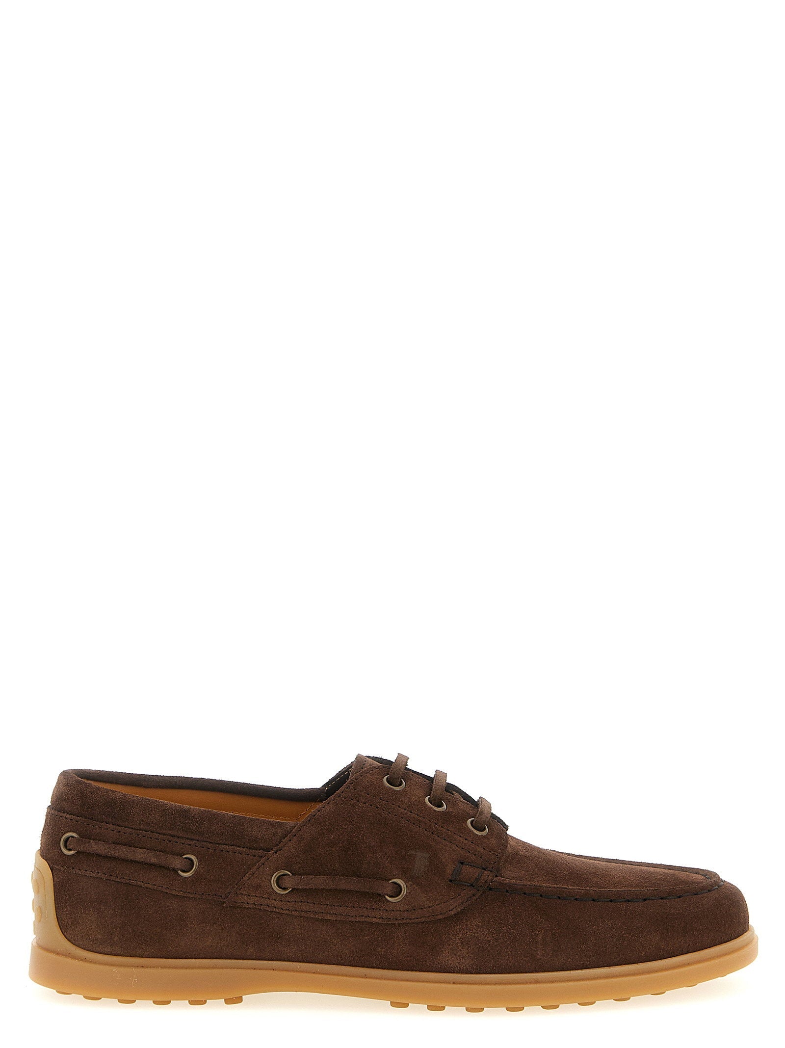Tod's Suede Lace-Up Boat Shoe — Brown