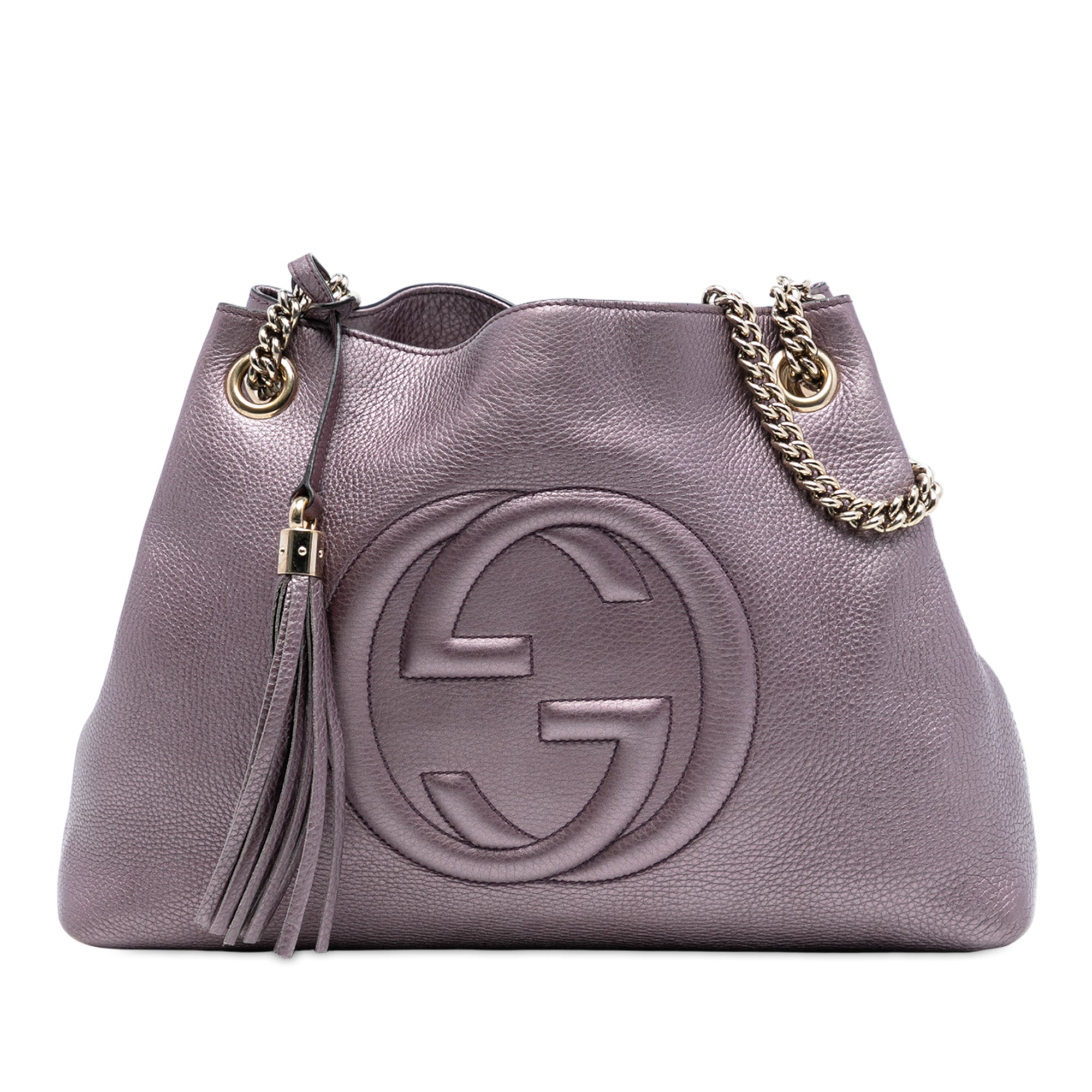 Medium Metallic Calfskin Soho Chain Tote