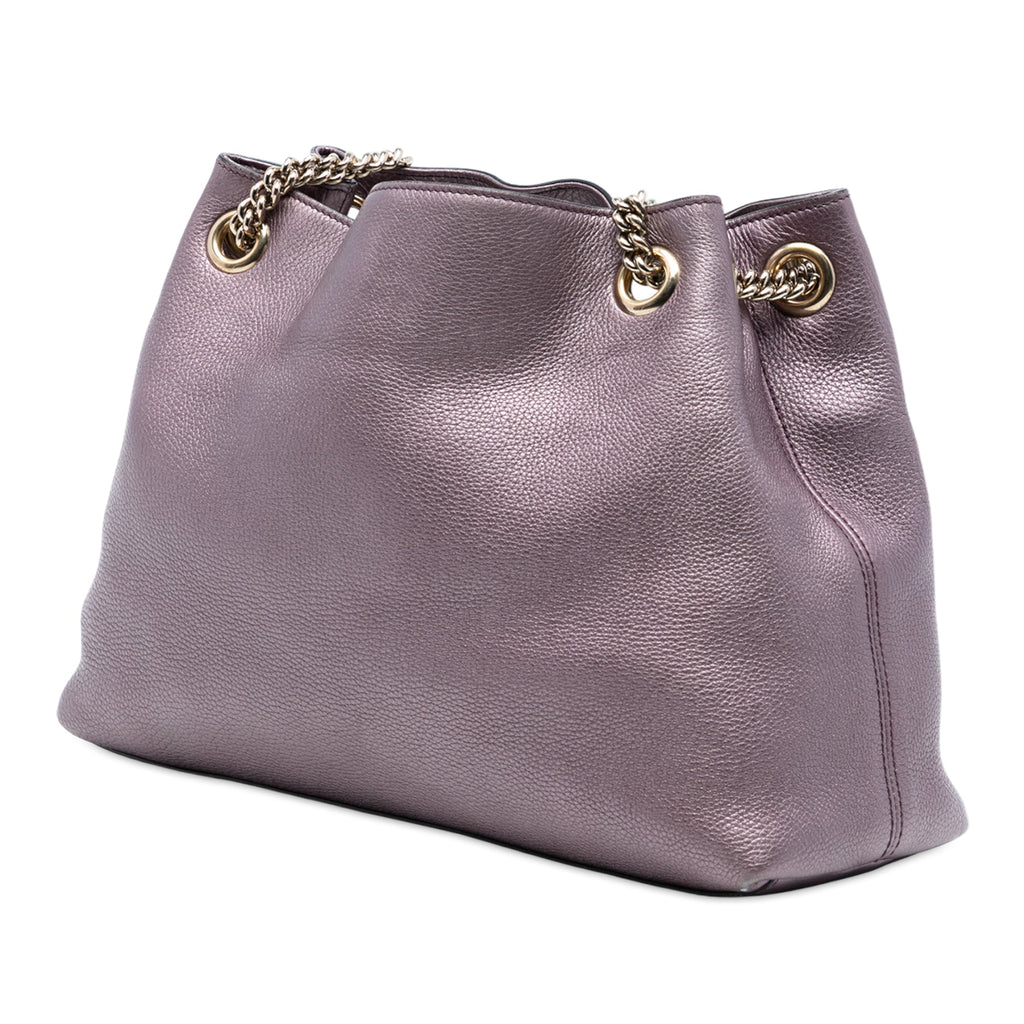 Medium Metallic Calfskin Soho Chain Tote