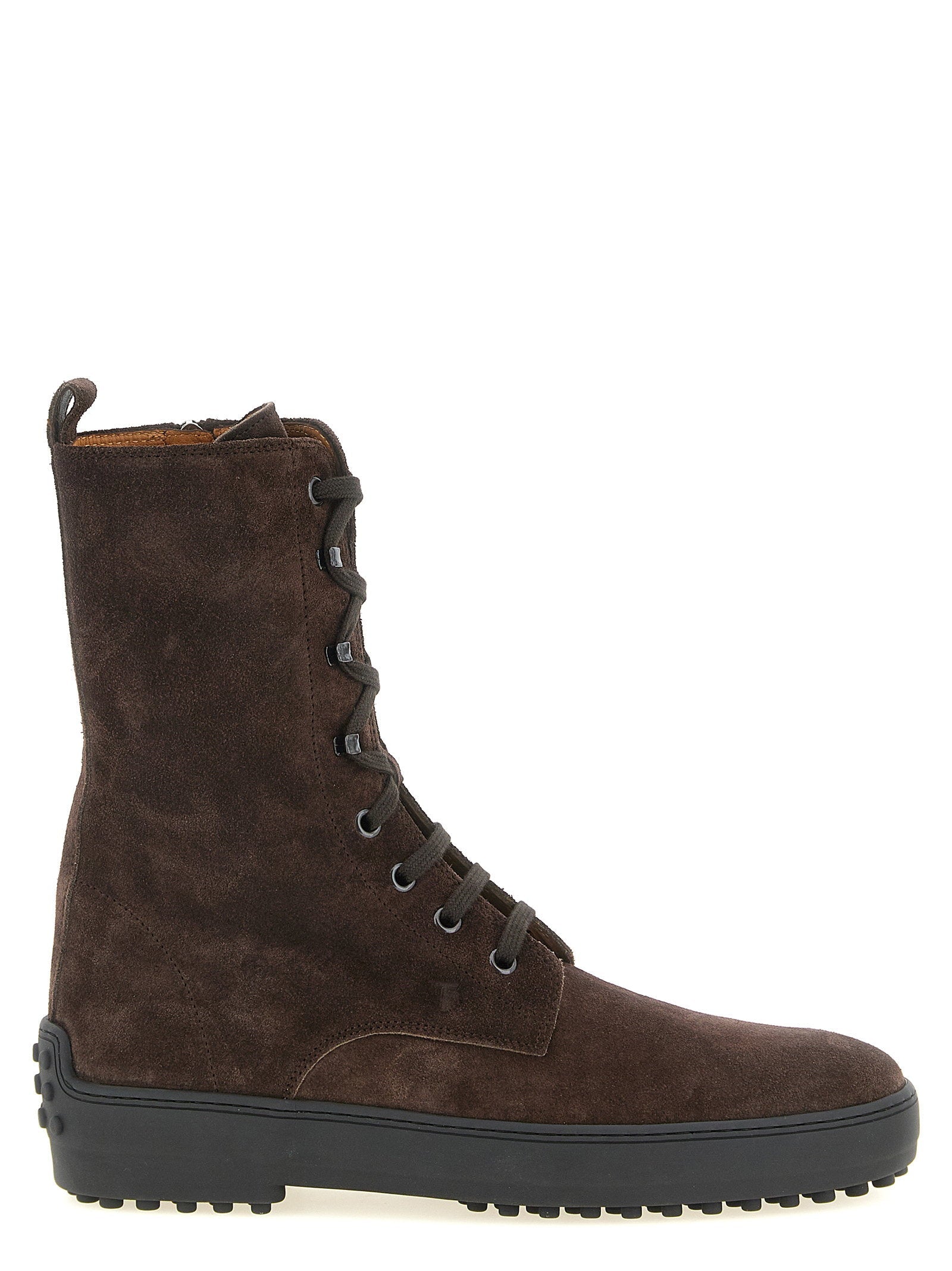 Tod's Suede Lace-Up Boot — Brown