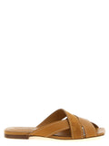Tod's Suede and Leather Crossover Sandal — Camel