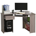L-Shaped Corner Computer Desk w/ 2 Shelves, Wide Worktop, Keyboard Tray & CPU Stand, Grey