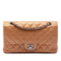 Medium Classic Metallic Caviar Double Flap