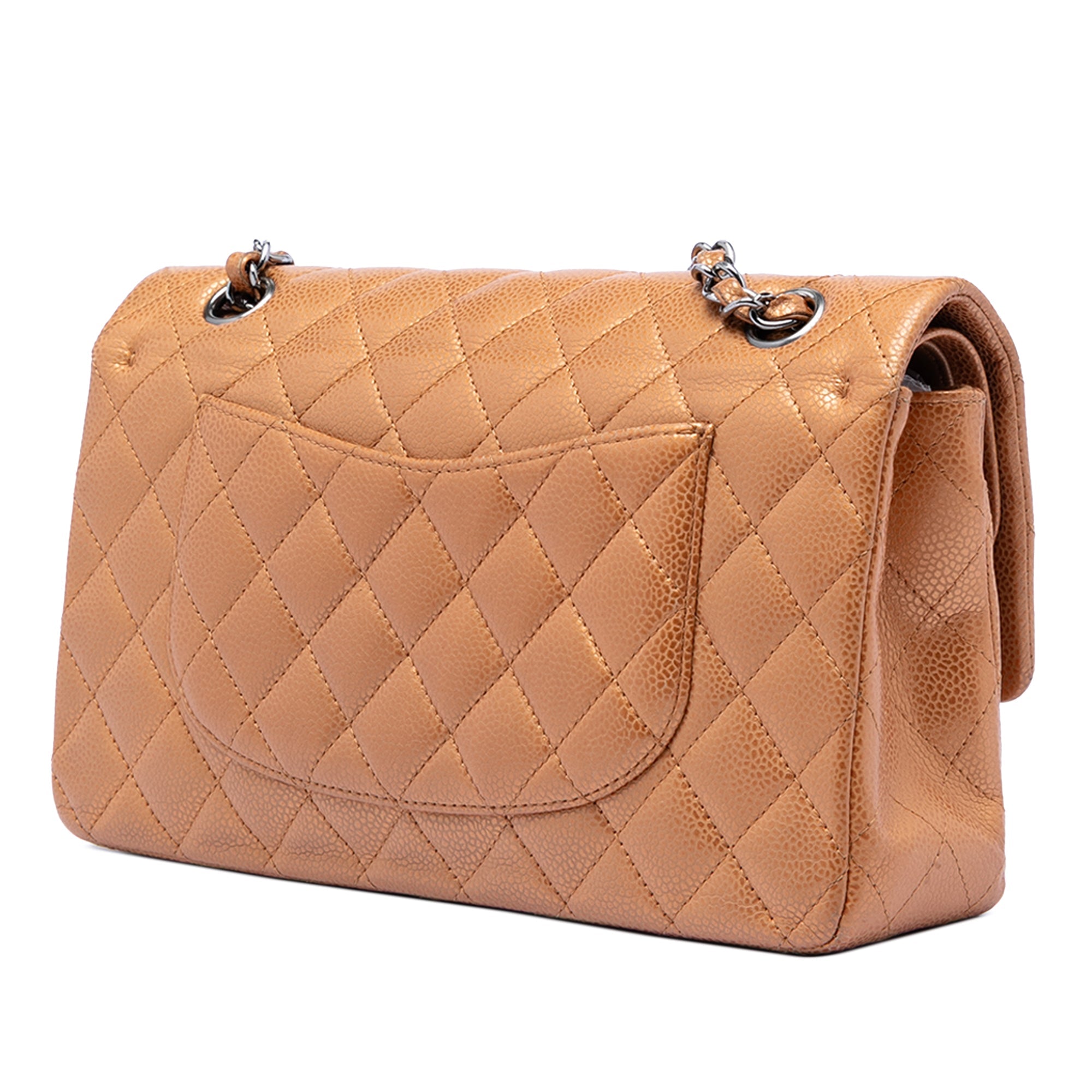 Medium Classic Metallic Caviar Double Flap