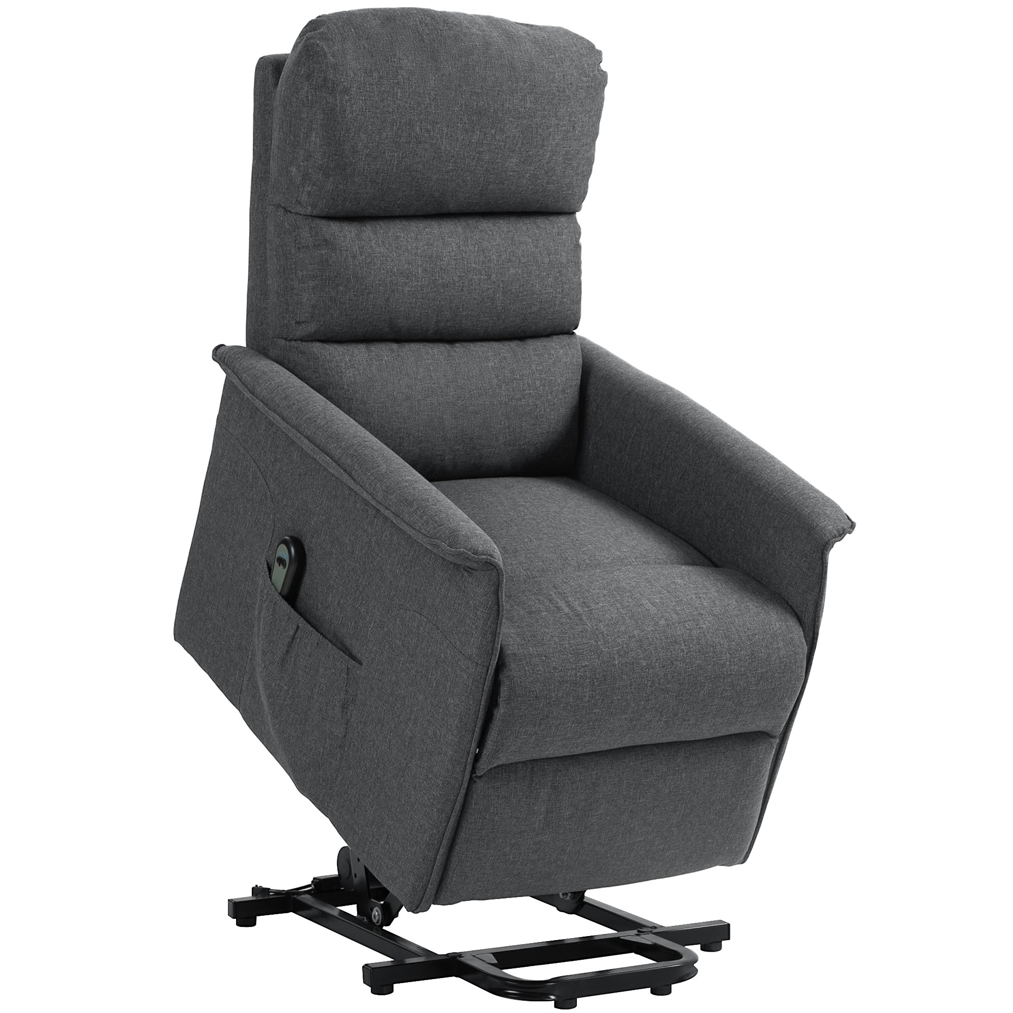 Power Lift Recliner Armchair for Elderly, Fabric Riser and Reclining Chair, Dark Grey