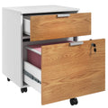 18.9" W Lockable File Cabinet with 2 Drawer & Adjustable Hanging Bars, White & Nature Wood