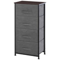 4-Drawer Linen Storage Organizer with Metal Frame & Adjustable Feet for Living Room, Black