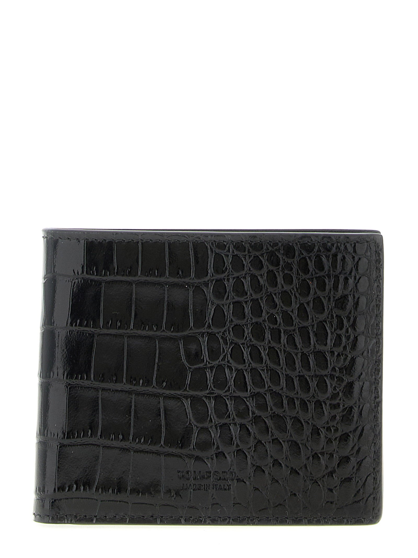 Tom Ford Crocodile-Embossed Leather Wallet — Black