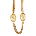 CC Gold Plated Crown Medallion Station Necklace