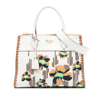 City Calf Trimmed Madras Floral Print Paradigme Whipstitch Satchel