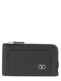 Valentino Garavani Vlogo Signature Leather Coin Purse — Black