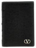 Valentino Garavani Ostrich Leather with Vlogo Card Case — Black