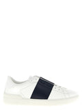 Valentino Garavani Open Leather with Contrast Band Sneaker — White