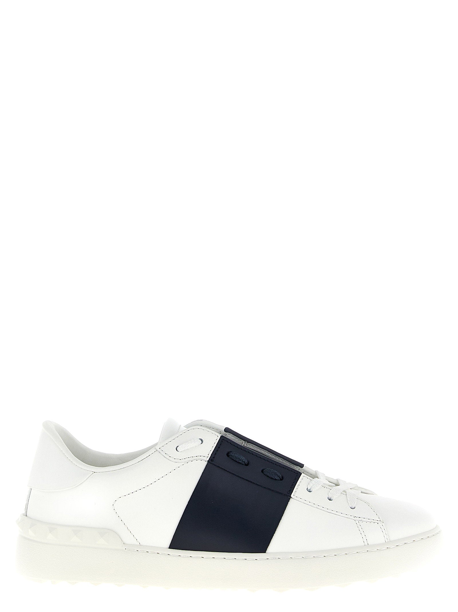 Valentino Garavani Open Leather with Contrast Band Sneaker — White