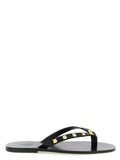 Valentino Garavani Studded Leather Thong Sandal — Black