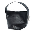 Small Perforated Calfskin Logo Eyelet Bucket Bag
