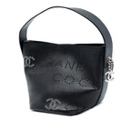 Small Perforated Calfskin Logo Eyelet Bucket Bag