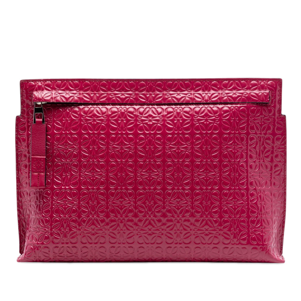 Embossed Calfskin Anagram Repeat T Pouch