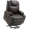PU Leather Power Lift Recliner for Small Spaces with Cup Holders and Remote Control Brown